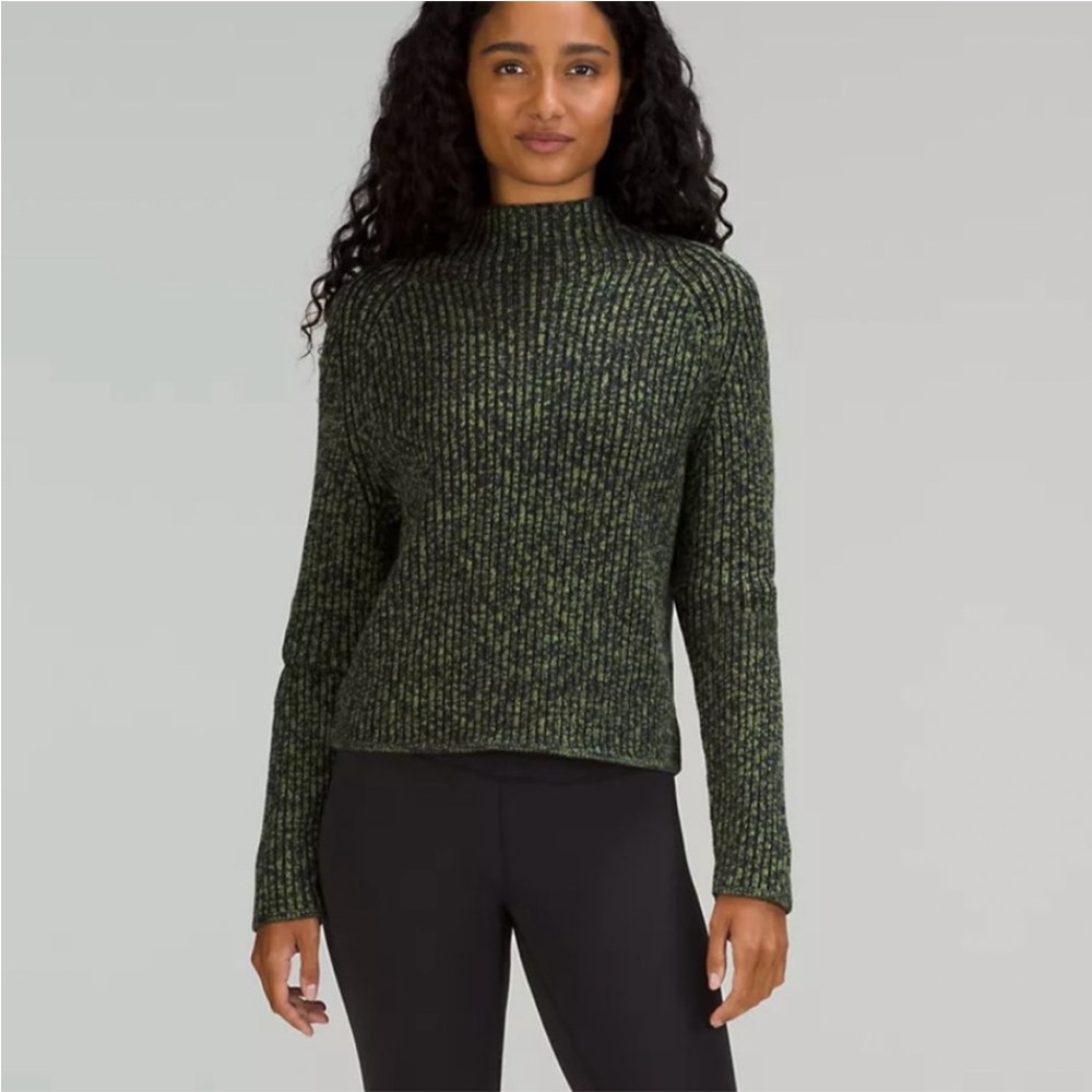 Lululemon Cotton-Cashmere Blend Mock Neck Sweater size 14